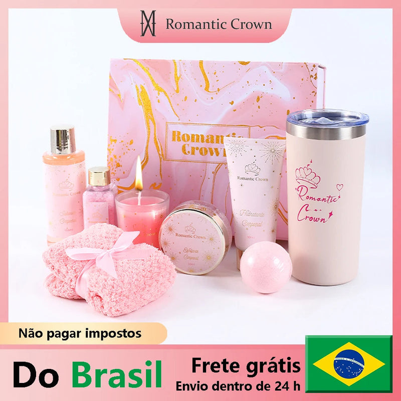 Kit Spa Romantic Crown com 9 Peças – Presente para Casais, Namorados, Dia dos Namorados