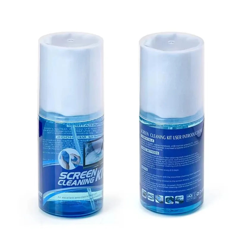 Limpador de Tela 200ml + Pano de Microfibra – Limpeza Eficaz para LCD, Notebooks, Celulares, TVs LCD e Monitores Ópticos sem Riscos, Alta Efetividade.