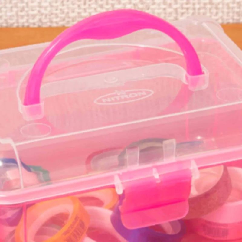 Mini Caixa Maleta 12,5 x 15 x 9,5cm Frasqueira Rosa Organizadora