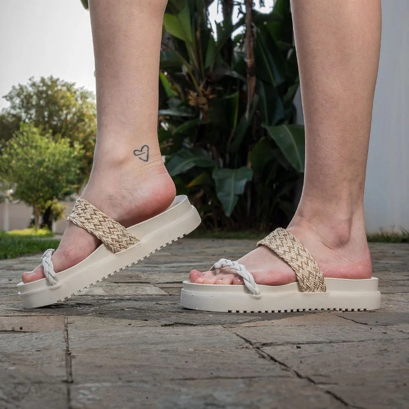 Sandália Papete Tressê Feminina GuGi Birkenstocks Com Tiras Trançadas 901-GG
