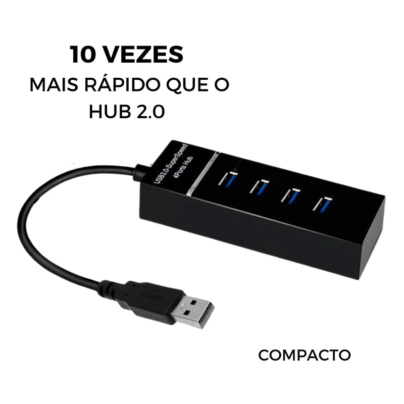 Hub USB 3.0 com 4 Portas – Extensor e Adaptador para Pendrive, Mouse, Teclado e Outros Dispositivos