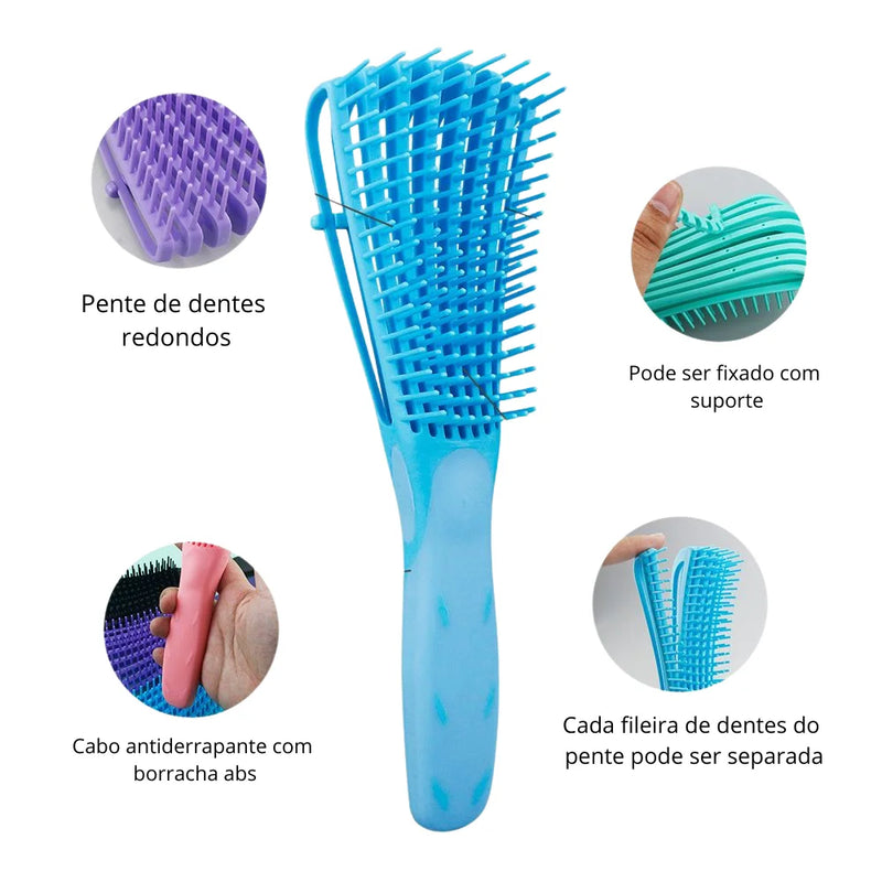 Escova Desembaraçadora Octopus para Cabelos Cacheados – Cores Sortidas – Desembarace com Facilidade e Realce a Beleza dos Seus Cachos