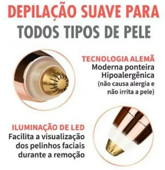 Epilador Elétrico para Sobrancelhas em Caneta, Recarregável via USB, Removedor com Fita