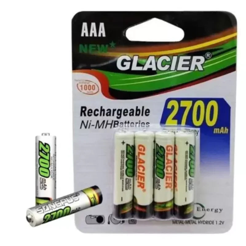 SKYTUR Conjunto de Pilhas Palito Verdes AAA com 4 Unidades Recarregaveis 2700mAh Ni-MH - ENVIO RÁPIDO PARA TODO O BRASIL