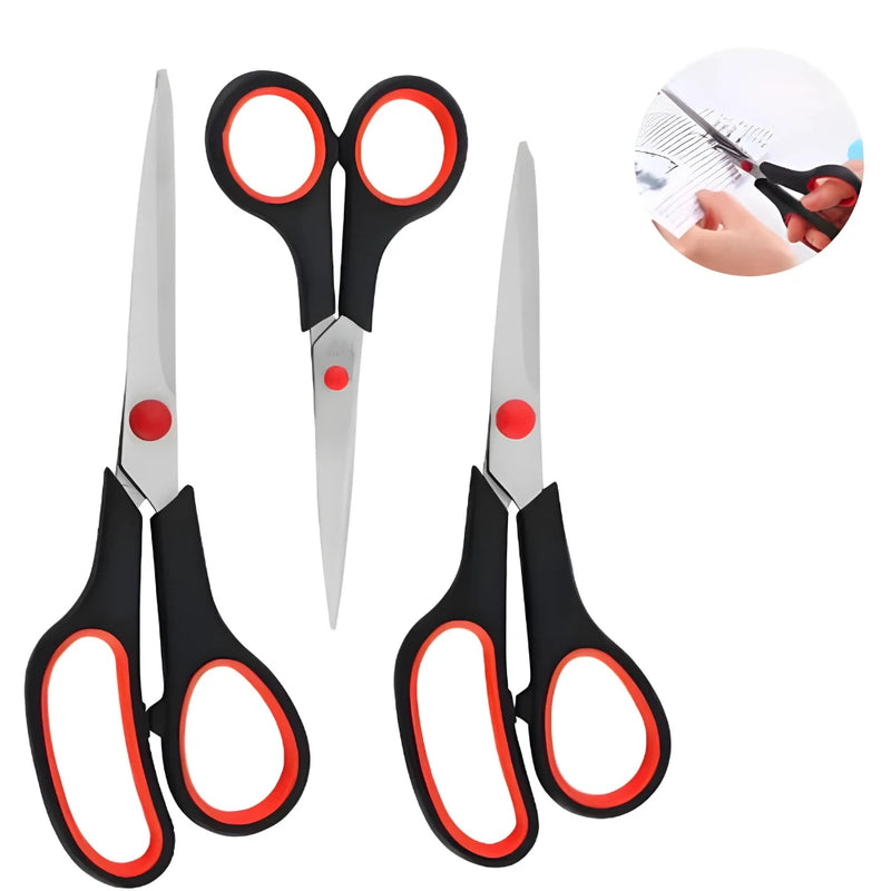 Kit com 3 Tesouras Profissionais Multifuncionais em Aço Inox para Cabelo