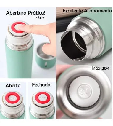 Garrafa Térmica 500ml Com Xícara Café Chá a Vácuo Inox Com 3 Xícaras Vacuum Flask Set 500ml Várias Cores Embalagem Presente