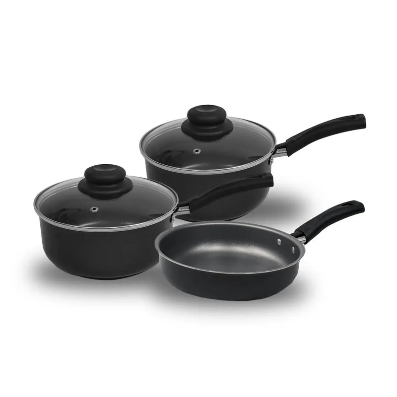 Conjunto de Panelas Antiaderentes Coloridas Premium – 3 Peças com Frigideira