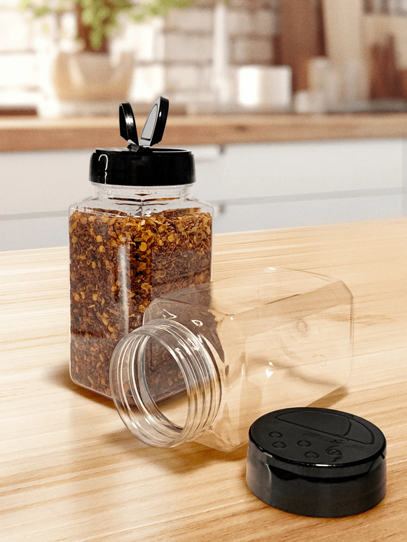 Kit com 10 Potes Plásticos para Temperos e Condimentos – 220 ml com Tampa Dosadora Dupla