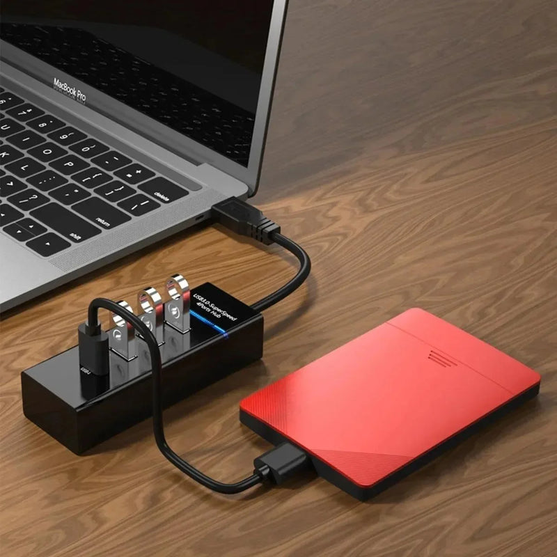 Hub USB 3.0 com 4 Portas – Extensor e Adaptador para Pendrive, Mouse, Teclado e Outros Dispositivos
