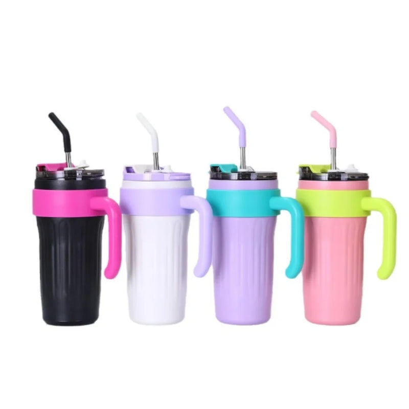 Caneca Térmica 860ml com Alça, Canudo e Bico — Praticidade e Conforto em Cada Gole