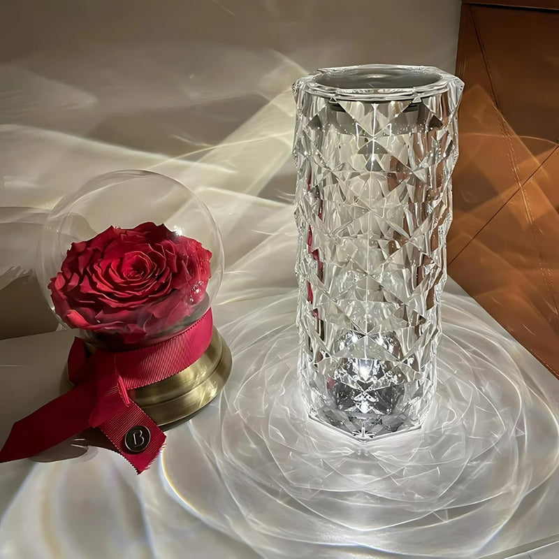 Luminária De Mesa Cristal Diamante Controle De Toque Cabeceira Mudança De Cor Criativo LED