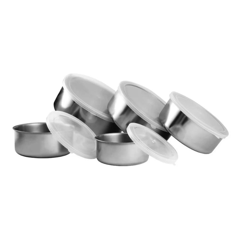 Jogo com 5 Panelas de Alumínio e Tigelas de Aço Inox com Tampa Redonda Praticidade, Eficiência e Armazenamento Elegante com Tampa Redonda Incluída
