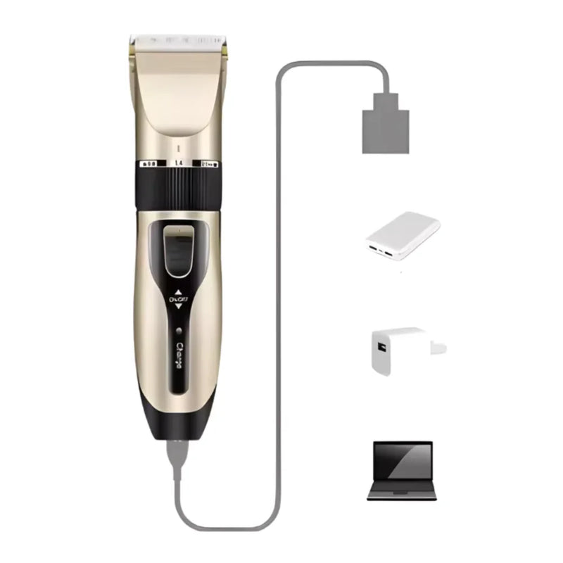 Máquina De Tosa Profissional Recarregável Cães Gatos Pet Cor Dourado