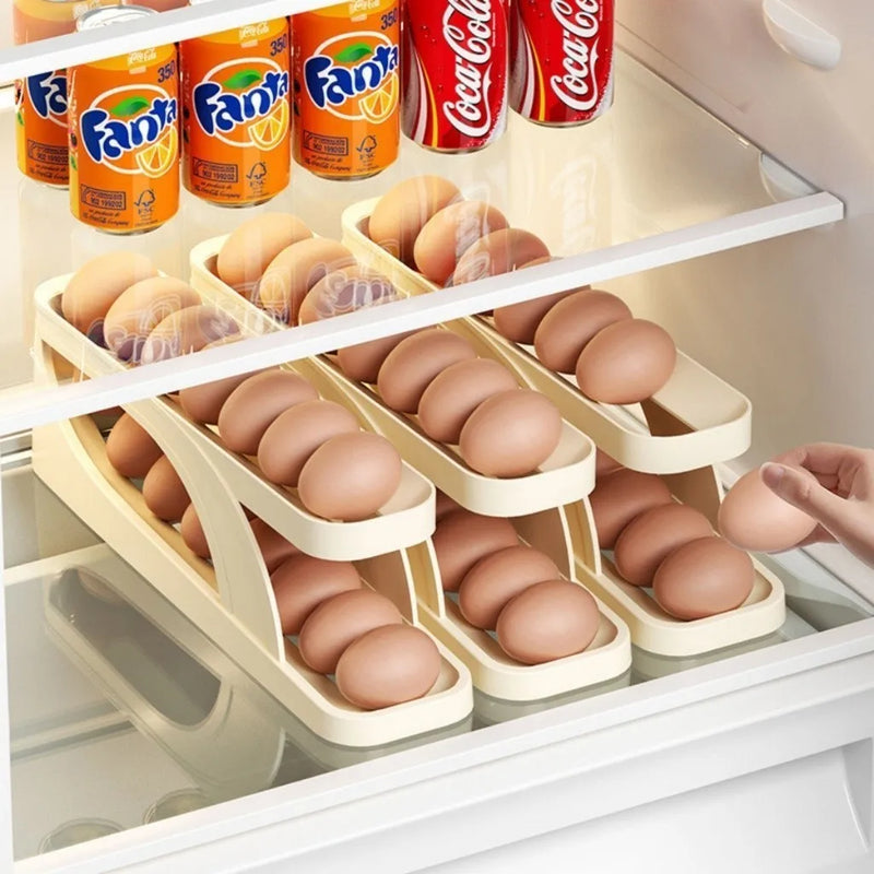 Distribuidor Automático de Ovos com 2 Andares para Balcão, Cooler e Organização de Cozinha