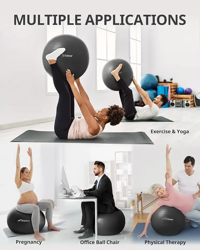 Bola de Exercícios Profissional Antiderrapante – PVC Atóxico | Suporte até 150 kg