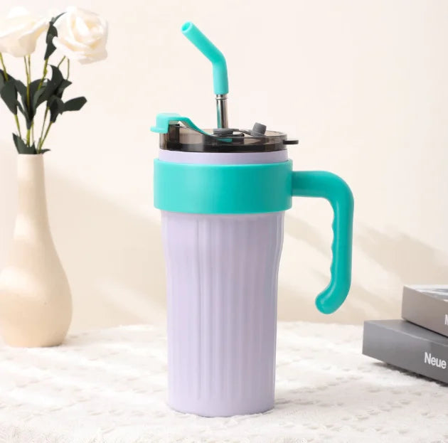 Caneca Térmica 860ml com Alça, Canudo e Bico — Praticidade e Conforto em Cada Gole