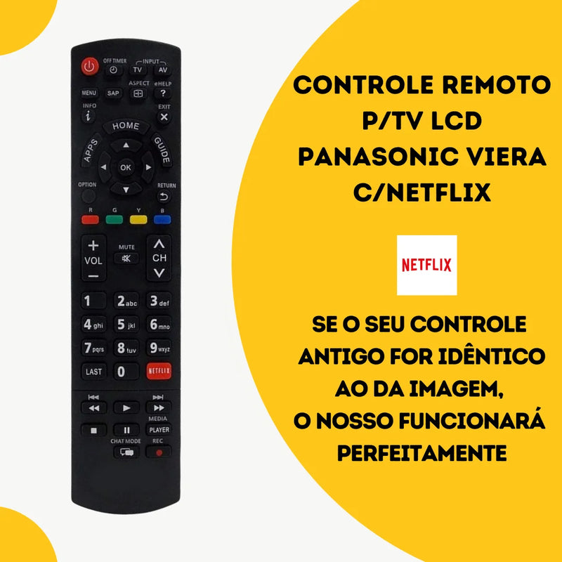 Controle Remoto para TV LCD/LED Panasonic Smart com Netflix