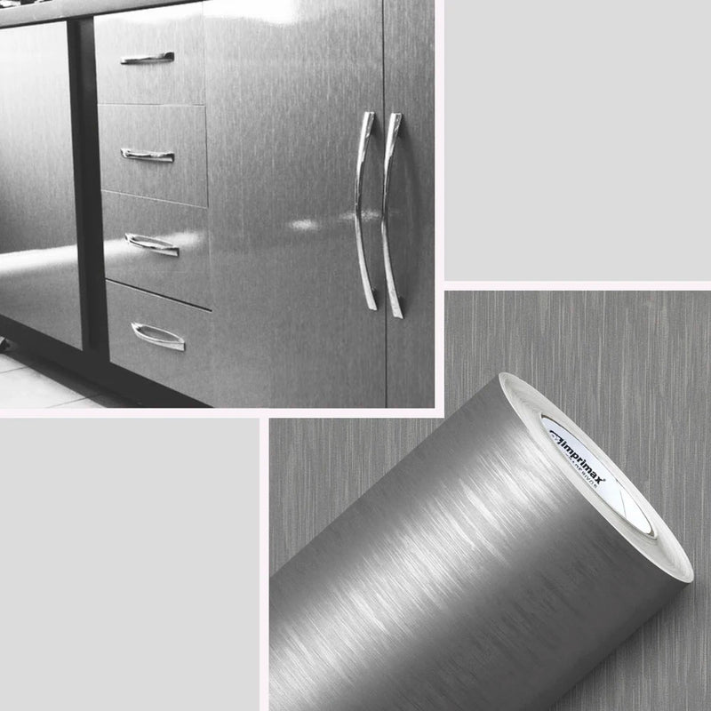Adesivo Vinil Prata Inox para Envelopamento de Geladeira, Fogão e Móveis