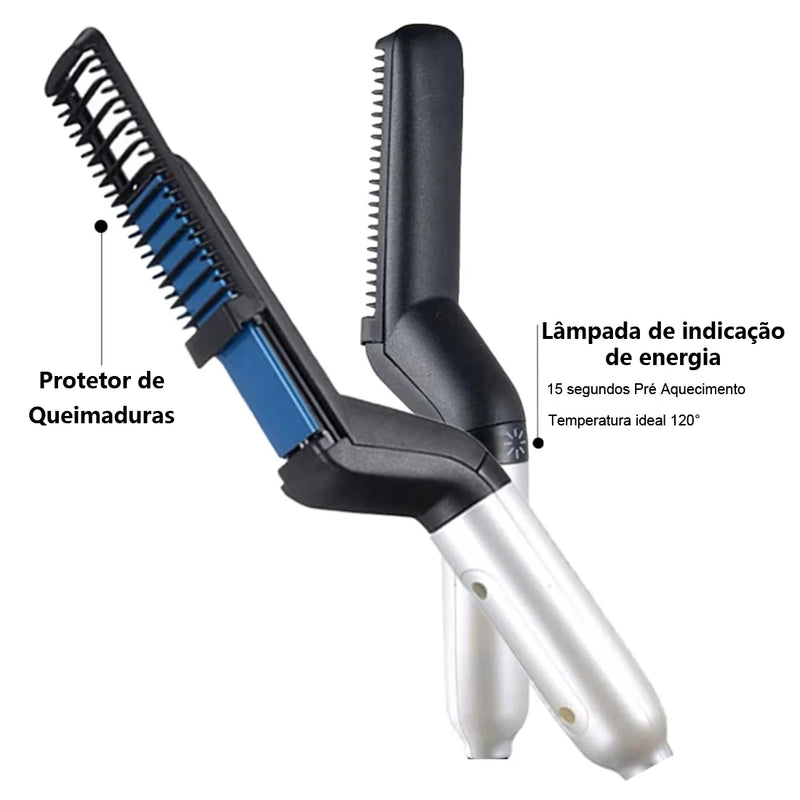 Modelador Elétrico Multifuncional Masculino – Pente Alisador de Cabelos e Barba