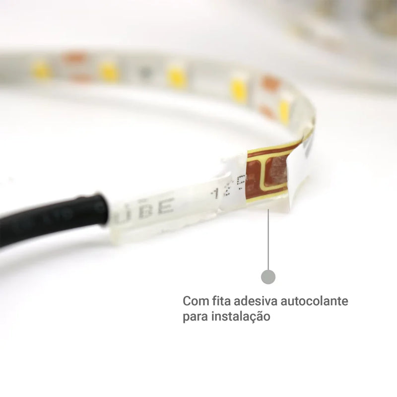 Fita de LED 5050 5m à Prova d'Água – LED Branco Quente com Silicone (Sem Fonte)