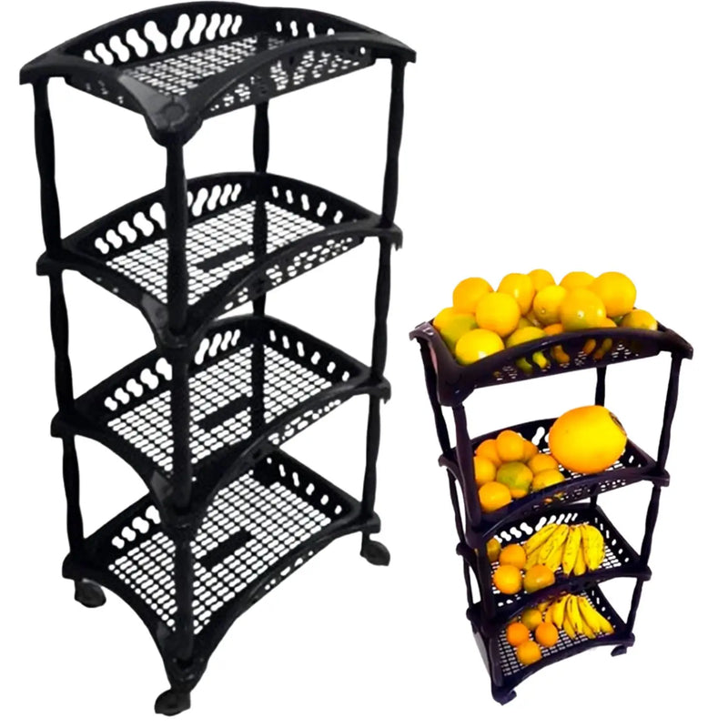 Organizador Vertical com 4 Cestos – Suporte de Piso para Frutas e Legumes | Ideal para Cozinha