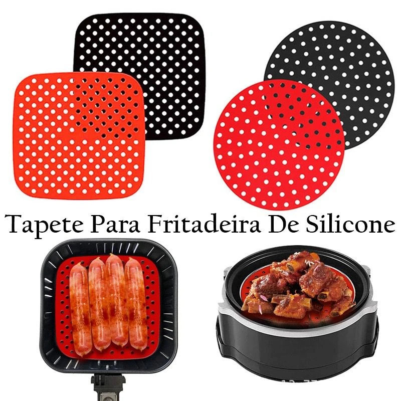 Tapete Protetor de Silicone Universal para Fritadeira Elétrica – Formatos Quadrado e Redondo