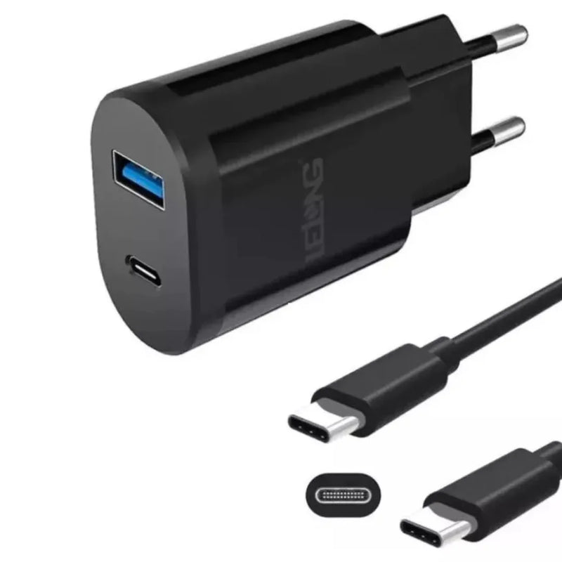 Fonte Carregador Rapido + Cabo Tipo C para Tipo C 1m - 5.1v Bivolt Compatível Samsung Motorola Xiaomi LG Android