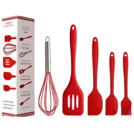 Kit Culinario de Utensílios de Silicone 5 Peças Espátula /Pinça Pegador De Alimentos /Pincel /Fouet Fue envio a cor aletoria