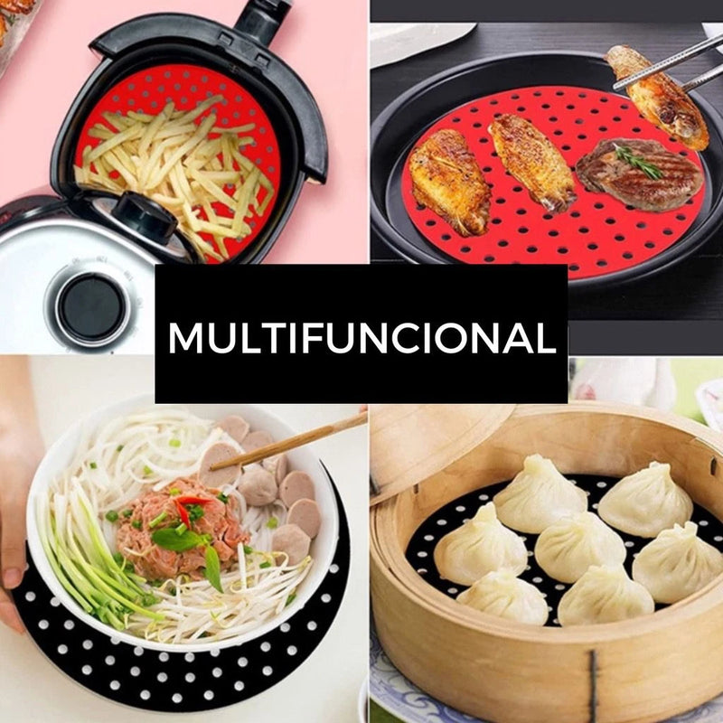 Tapete Protetor de Silicone Universal para Fritadeira Elétrica – Formatos Quadrado e Redondo