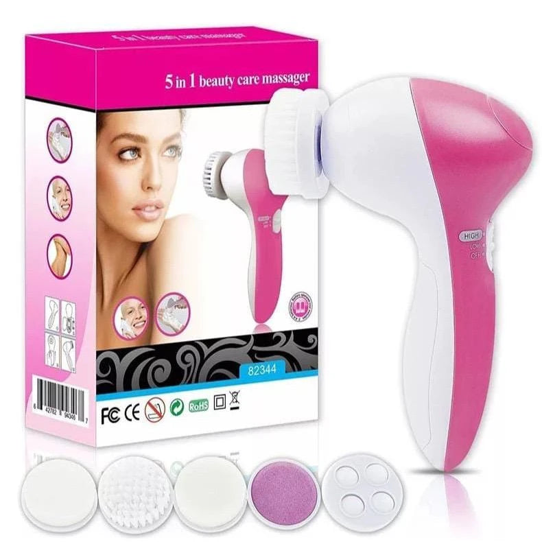 Escova Elétrica Facial 5 em 1 Massageador Esponja Limpeza de Pele Esfoliação Rosto Skincare Harmonização Facial Beleza Pistola M