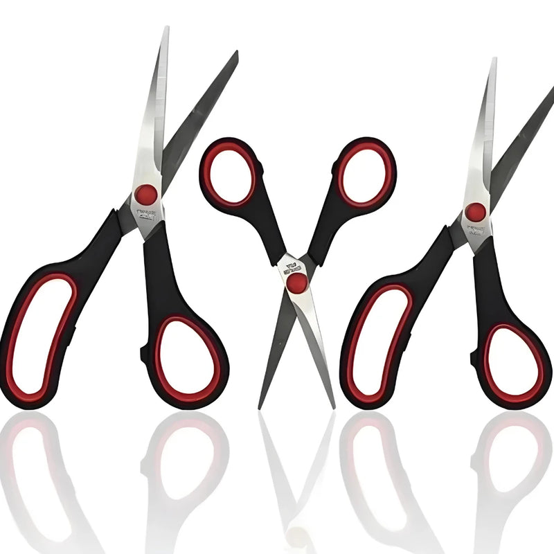 Kit com 3 Tesouras Profissionais Multifuncionais em Aço Inox para Cabelo