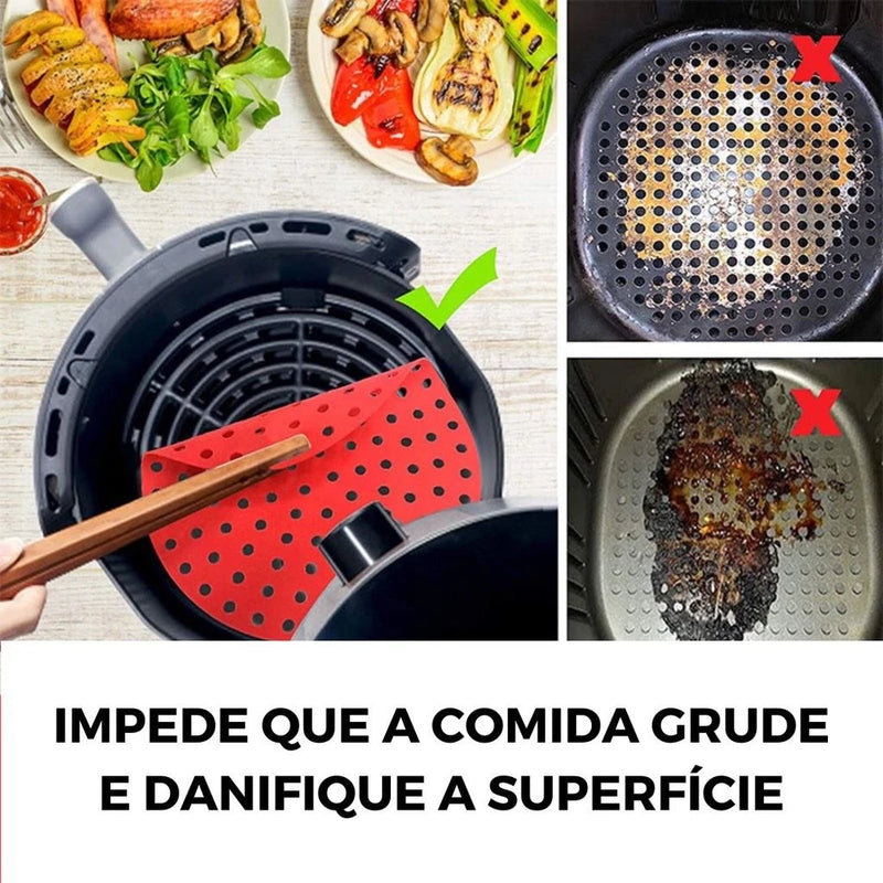 Tapete Protetor de Silicone Universal para Fritadeira Elétrica – Formatos Quadrado e Redondo