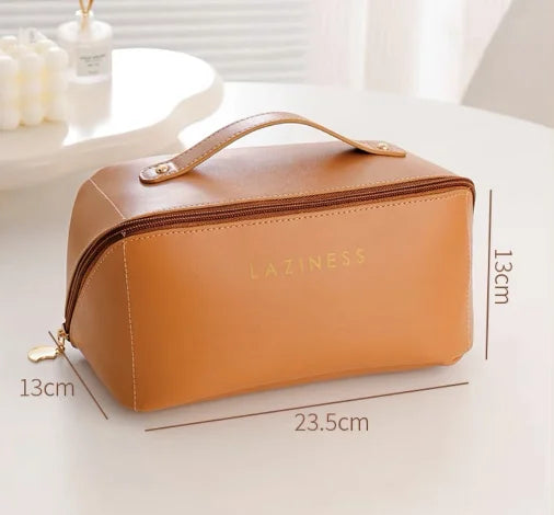 Necessaire Feminina Grande Capacidade em Couro PU, Bolsa de Cosméticos Portátil para Viagem – Neverdie