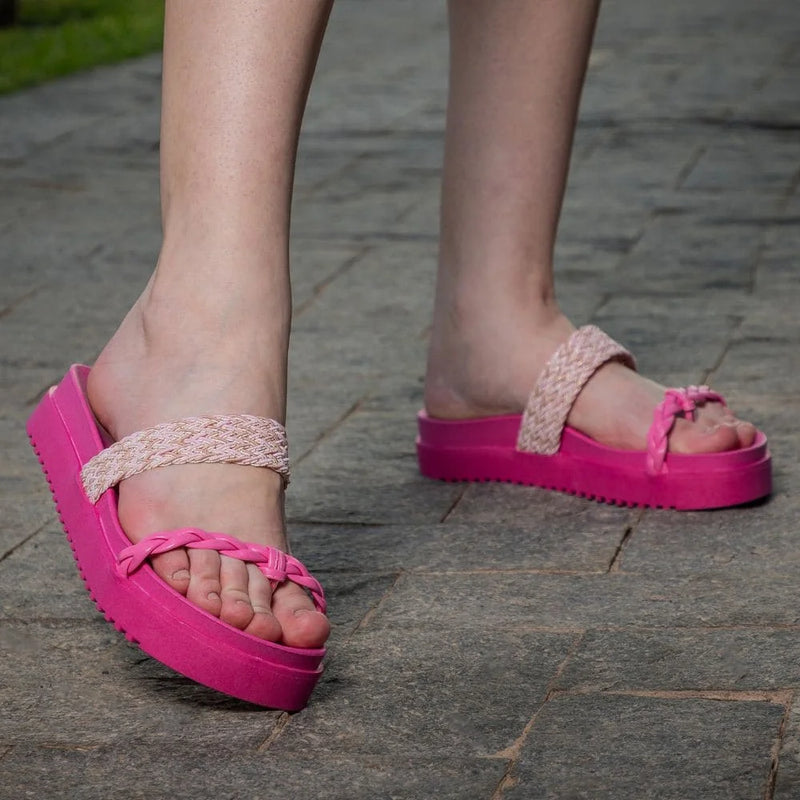 Sandália Papete Tressê Feminina GuGi Birkenstocks Com Tiras Trançadas 901-GG