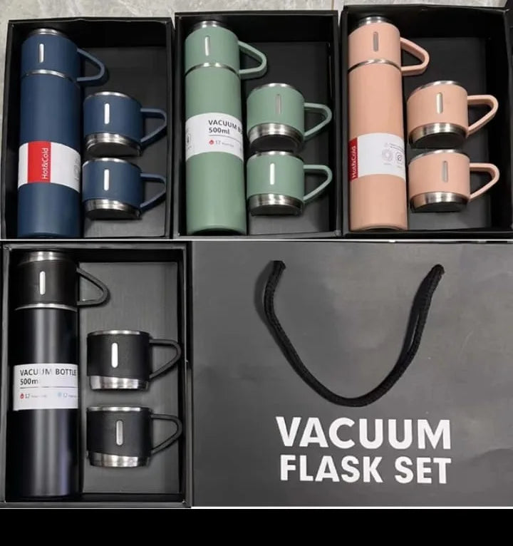 Garrafa Térmica 500ml Com Xícara Café Chá a Vácuo Inox Com 3 Xícaras Vacuum Flask Set 500ml Várias Cores Embalagem Presente