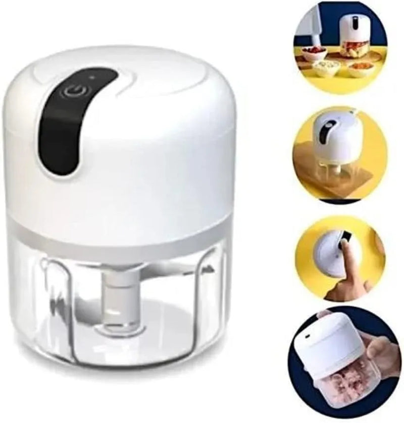 Mini Processador Elétrico Bivolt USB com 3 Lâminas (Cores Variadas)