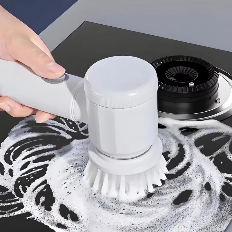 Escova de Limpeza Elétrica 5 em 1 – Sem Fio e Recarregável | Uso Multiuso para Cozinha e Banheiro