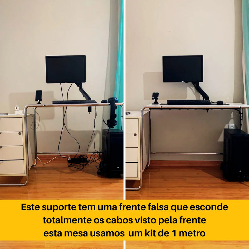 Organizador de Cabos e Fios 1 Metro – Guia Modular com Fixação Dupla Face e Opção com Parafuso
