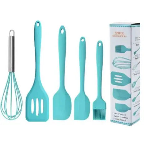 Kit Culinario de Utensílios de Silicone 5 Peças Espátula /Pinça Pegador De Alimentos /Pincel /Fouet Fue envio a cor aletoria