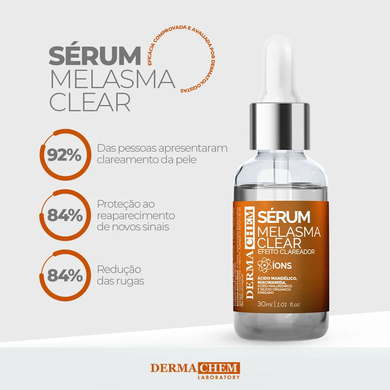 Kit 3 Skincare com Vitamina C Dermachem – Clareador e Antissinais Contém: Sérum Clareador Melasma Clear + Gel Facial Anti-Idade + Sabonete Facial com Vitamina C