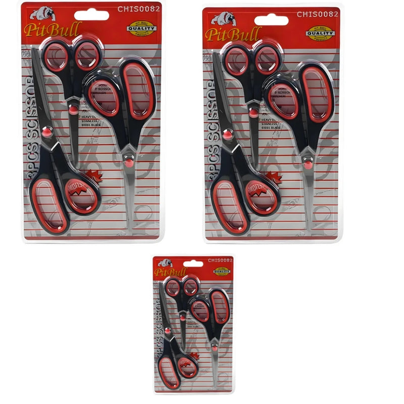 Kit com 3 Tesouras Profissionais Multifuncionais em Aço Inox para Cabelo