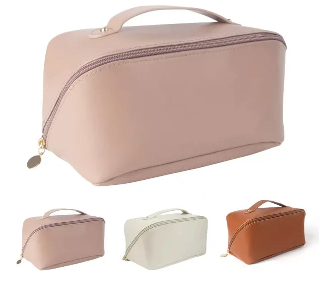 Necessaire Feminina Grande Capacidade em Couro PU, Bolsa de Cosméticos Portátil para Viagem – Neverdie