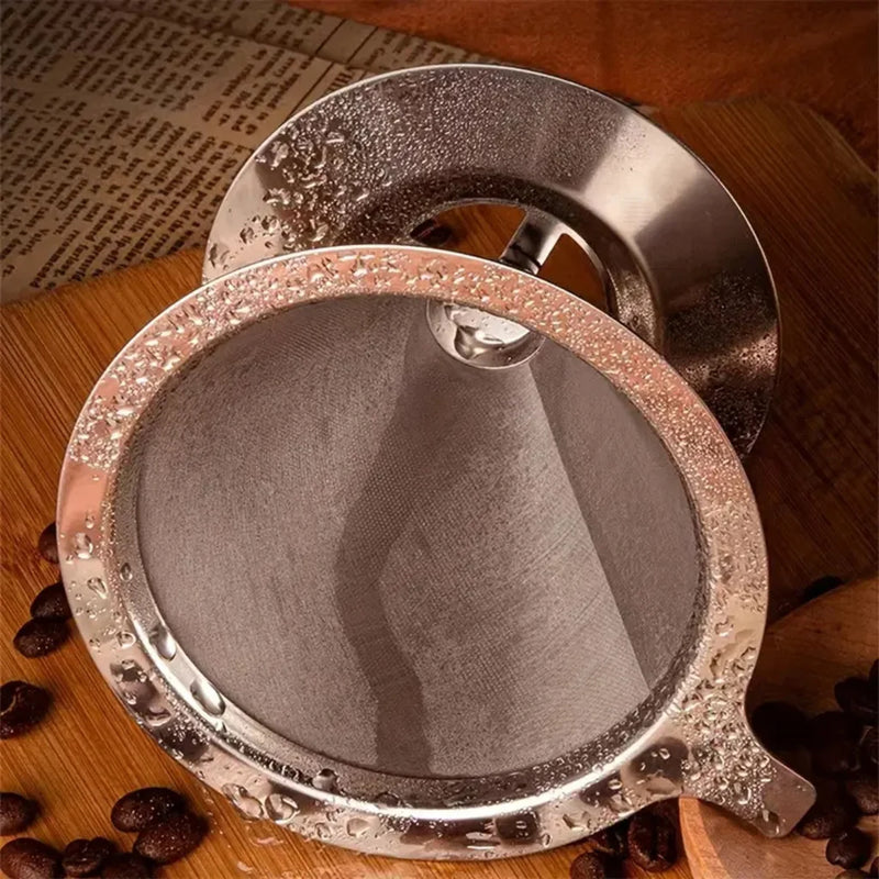 Filtro de Café em Inox, Coador Grande Reutilizável, Pour Over, Ecológico, Prático, Durável, Fácil de Limpar e Compacto