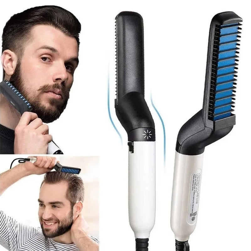 Modelador Elétrico Multifuncional Masculino – Pente Alisador de Cabelos e Barba