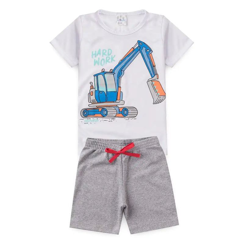 Kit com 2 Conjuntos Masculinos Infantil – Blusinha e Bermuda para Primavera/Verão