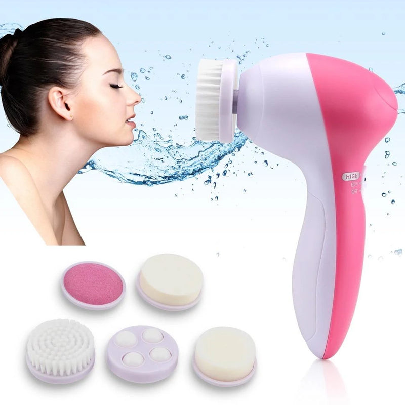 Escova Elétrica Facial 5 em 1 Massageador Esponja Limpeza de Pele Esfoliação Rosto Skincare Harmonização Facial Beleza Pistola M