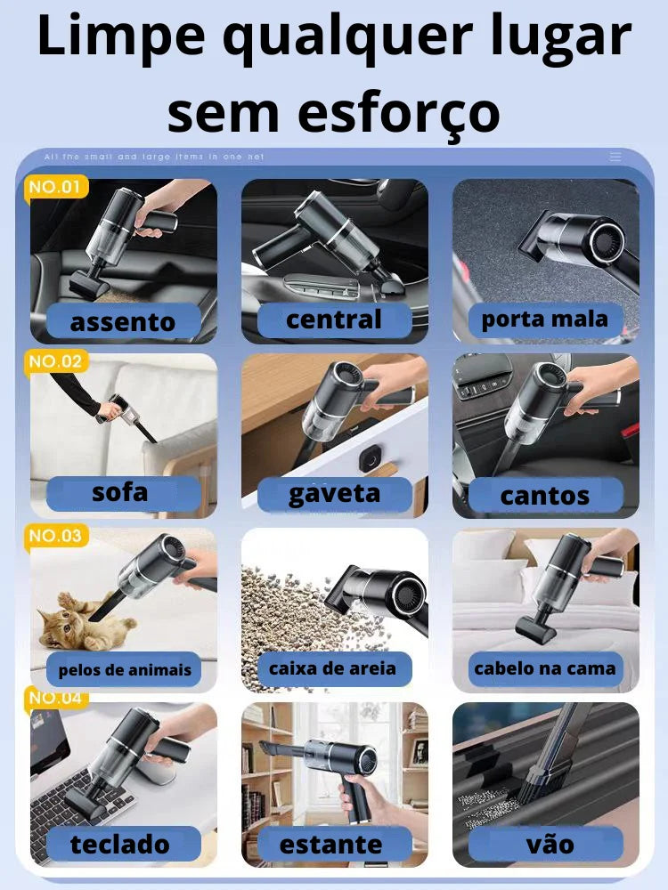 Aspirador de Pó Portátil Potente Aspira Sujeiras, Poeiras, Pêlos de animais, Fácil de Limpar em Qualquer Lugar Dificil