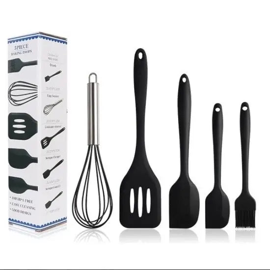 Kit Culinario de Utensílios de Silicone 5 Peças Espátula /Pinça Pegador De Alimentos /Pincel /Fouet Fue envio a cor aletoria
