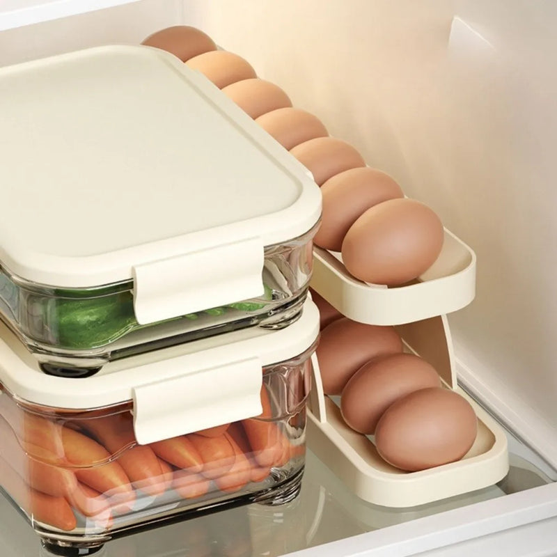 Distribuidor Automático de Ovos com 2 Andares para Balcão, Cooler e Organização de Cozinha