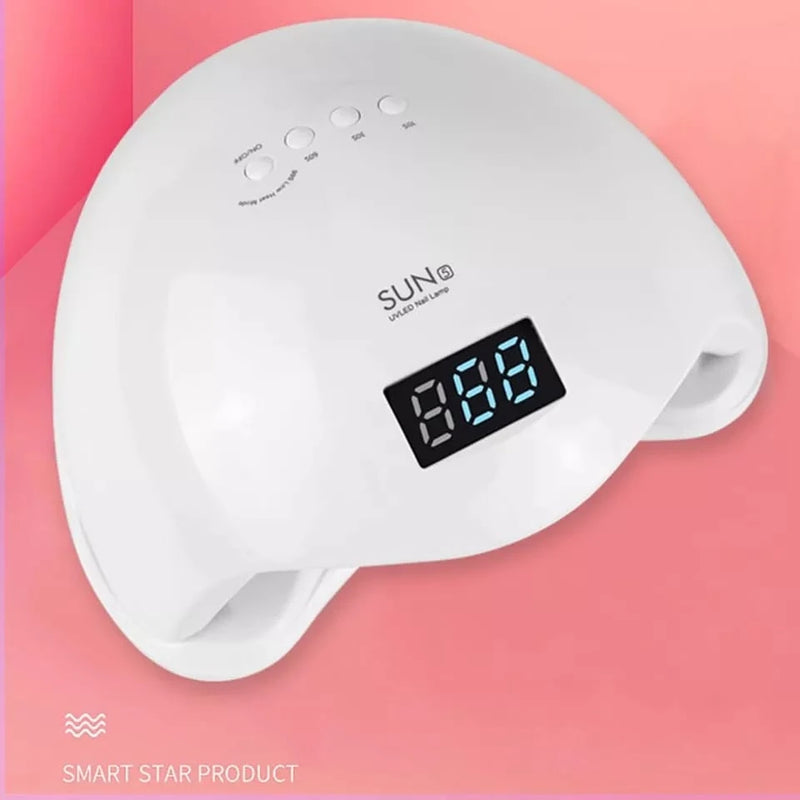 DAFUSHOP Cabine Sun 5 48W Rosa/Branca – Bivolt UV/LED com Timer para Unhas em Gel